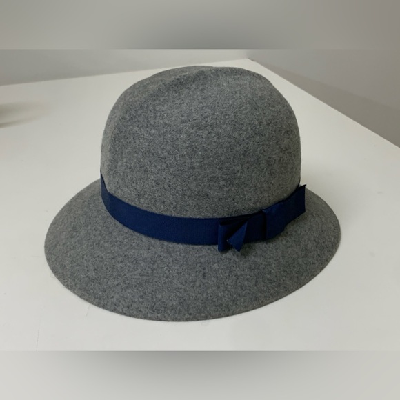 Women’s Vtg Geo. W. Bollman Doeskin 100% Wool Felt Blue Ribbon Hat - Picture 13 of 16